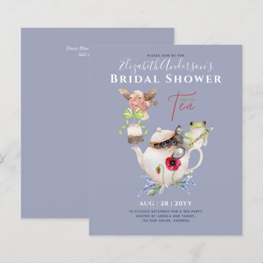 Papier Fête des mariées Tea Party Invitations Cute Amusan (Devant / Derrière)
