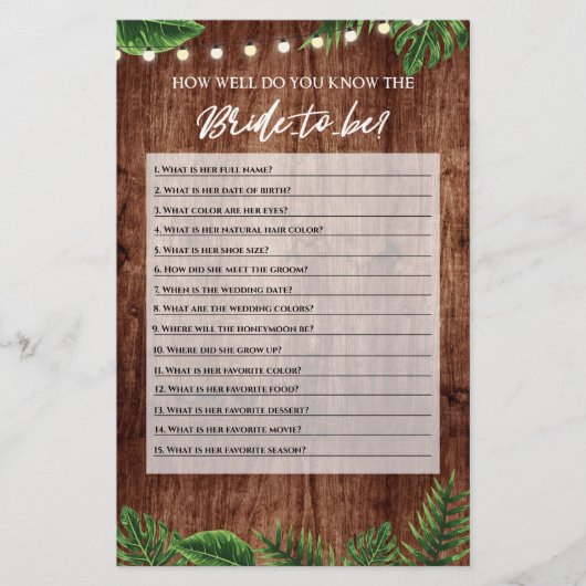 Papier Fête des mariées tropicale Comment Bien Connaître  (Devant)