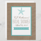 Papier Fête des mariées turquoise Starfish Recette Divide (Devant / Derrière)