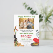 Papier FÊTE DES PÈRES verte BUDGET Photo BBQ Invitation (Debout devant)