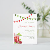 Papier Fête d'été boisson rouge invitation extérieure (Debout devant)