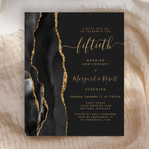 Papier Fête du 50e anniversaire de l'agate noire dorée bu