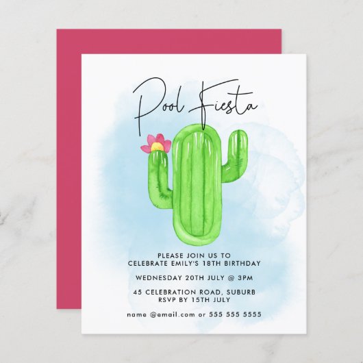 Papier Fête mexicaine Fiesta Cactus Pool Party N'importe  (Devant / Derrière)