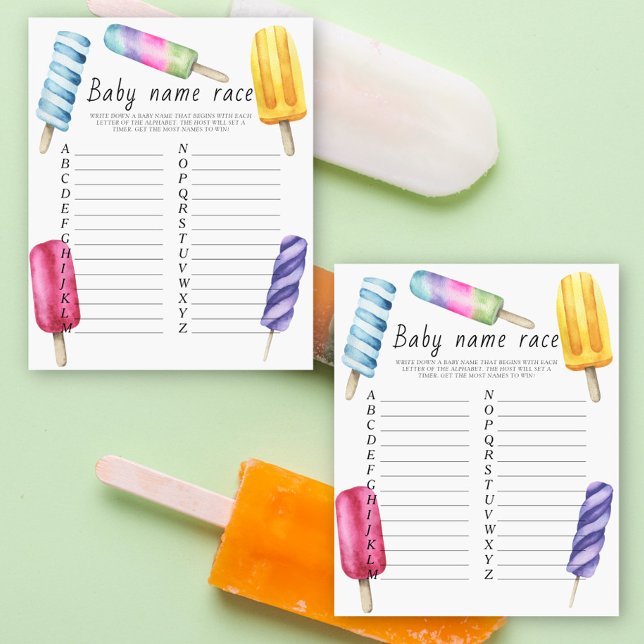 Papier Fête prénatale bâtonnet glacé - Jeu de pari de nom (Créateur téléchargé)