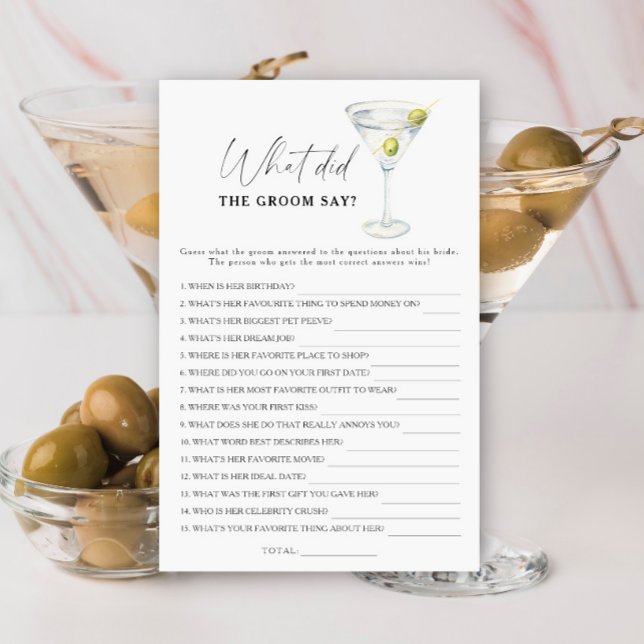 Papier Fête prénuptiale Martini Que dit le marié (Créateur téléchargé)