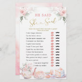 Papier Fête Rose Florale Du Thé Nuptial Il A Dit Qu'Elle (Devant / Derrière)