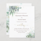 Papier feuillage vert | faire-part de mariage budgétaire (Devant / Derrière)