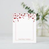 Papier Feuillet de papier-bordure rouge Fleurs Fêtes (Debout devant)