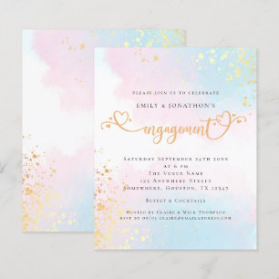 Papier Fiançailles de coeur bleu rose budget