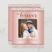 Papier Fiançailles photo budget Faire-part Rose or (Devant / Derrière)