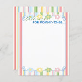 Papier Fiche baby shower "Fleurs & Stripes" (Devant / Derrière)