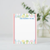 Papier Fiche baby shower "Fleurs & Stripes" (Debout devant)