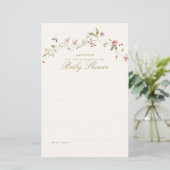 Papier Fiche conseil sur le Baby shower floral rose lapin (Debout devant)