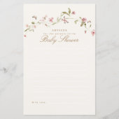 Papier Fiche conseil sur le Baby shower floral rose lapin (Devant)
