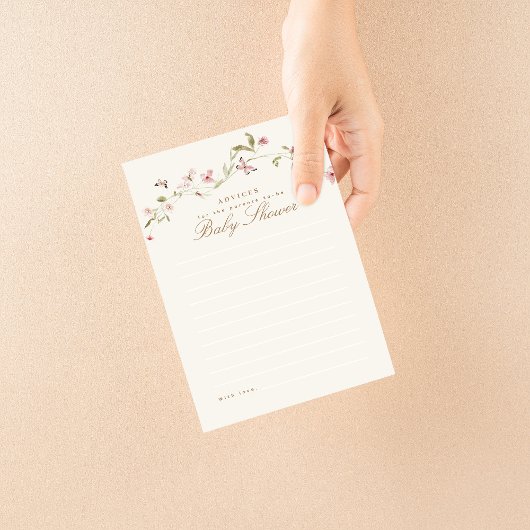 Papier Fiche conseil sur le Baby shower floral rose lapin