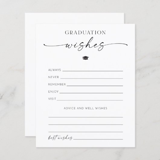 Papier Fiche Conseils Et Souhaits De Diplôme (Devant / Derrière)