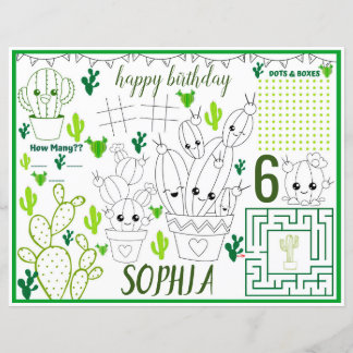Papier Fiche d'activité Cactus, sets de table Cactus