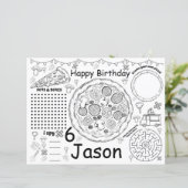 Papier Fiche d'activité d'anniversaire de pizza, sets de  (Debout devant)