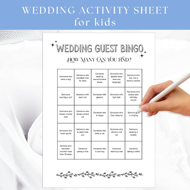 Papier Fiche d'activité mariage Invité Bingo (Créateur téléchargé)