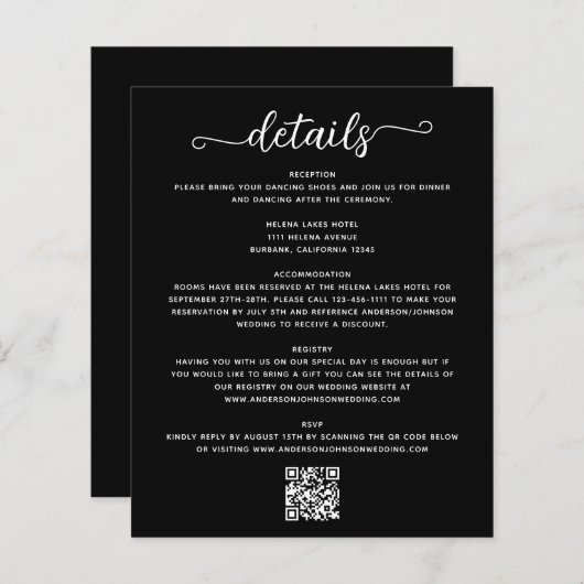Papier Fiche de boîtier Détails mariage (Devant / Derrière)