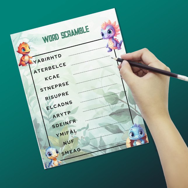 Papier Fiche de jeu du jeu Dino Roar Word (Créateur téléchargé)