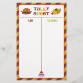 Papier Fiche de la partie de Thanksgiving Bunco (Dos)