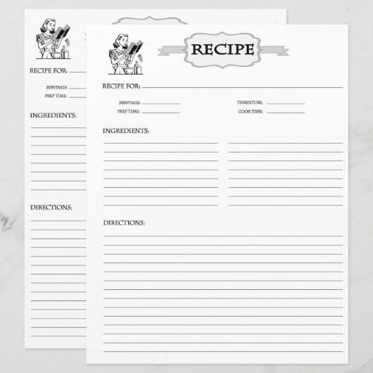 Papier Fiche de Recette (Devant / Derrière)