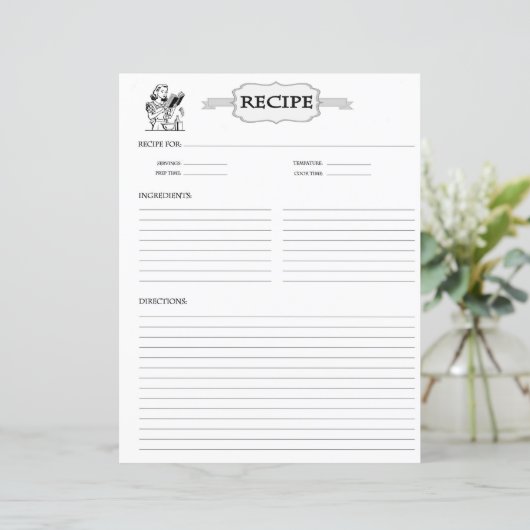 Papier Fiche de Recette (Debout devant)