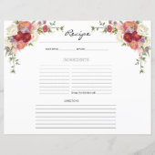 Papier Fiche de recette de cuisine florale de pivoine  (Devant)