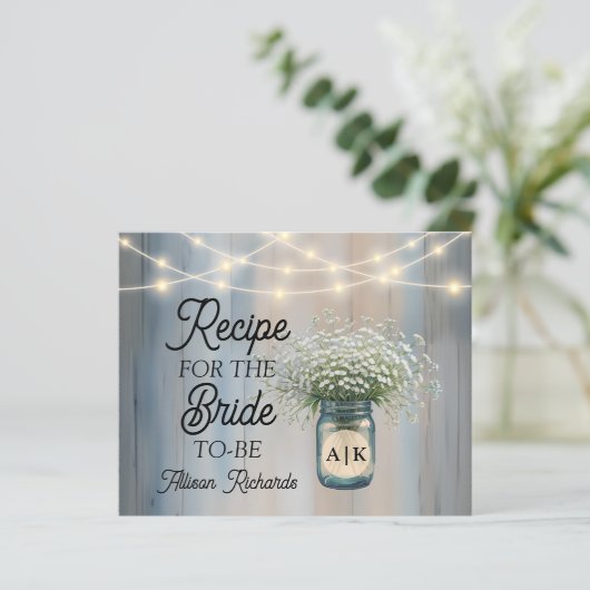 Papier Fiche de recette de douche nuptiale de campagne ru (Debout devant)