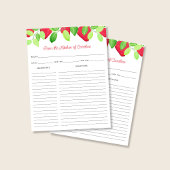 Papier Fiche de recette fraises baie rouge reliure insert