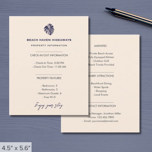 Papier Fiche d'information sur les propriétés de location