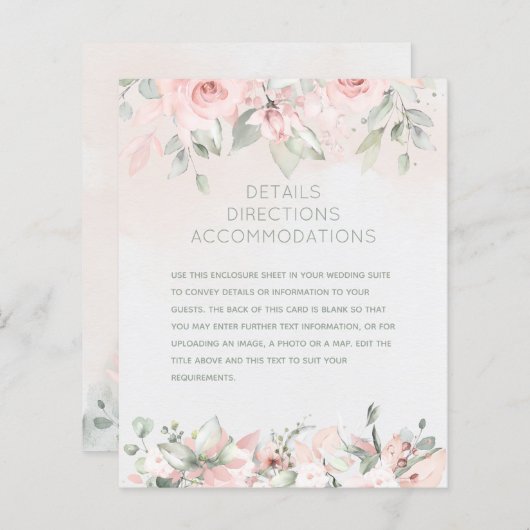 Papier Fiche d'informations sur le Mariage Rose (Devant / Derrière)