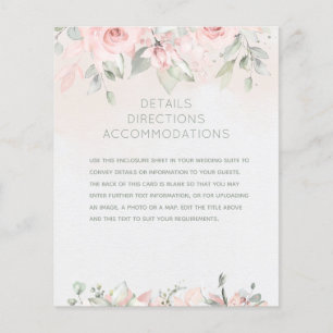 Papier Fiche d'informations sur le Mariage Rose