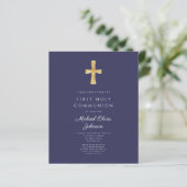 Papier Fiche d'invitation de première communion garçon bl (Debout devant)