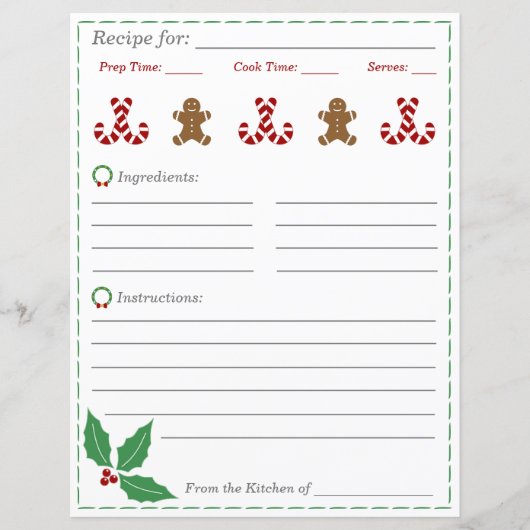 Papier Fiche recette de Noël (Devant)