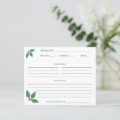 Papier Fiche Recette Houx de Noël (Debout devant)