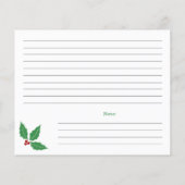 Papier Fiche Recette Houx de Noël (Dos)