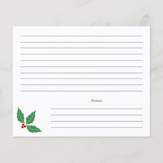 Papier Fiche Recette Houx de Noël (Dos)