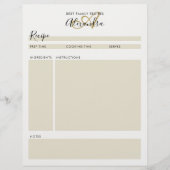 Papier Fiches de recettes de script or noir moderne (Devant)