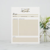 Papier Fiches de recettes de script or noir moderne (Debout devant)