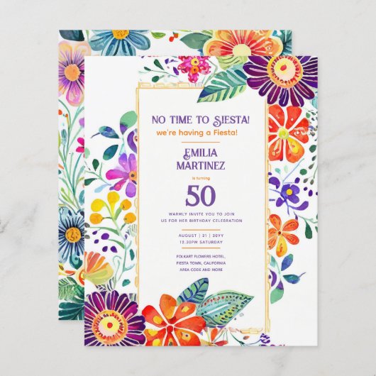 Papier FIESTA Anniversaire Fleurs Folkart 21ème 25ème 30è (Devant / Derrière)