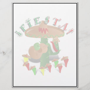 Papier Fiesta Cactus avec guitare et poivrons dansants