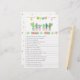 Papier Fiesta Cactus Qui Connaît La Mariée Meilleur Jeu