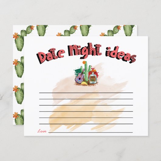 Papier Fiesta | Fête des mariées aquarelle | Date Nuit (Devant / Derrière)