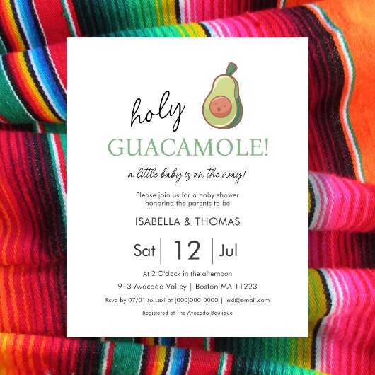 Papier Fiesta | Invitation du Baby shower Saint-Guacamole