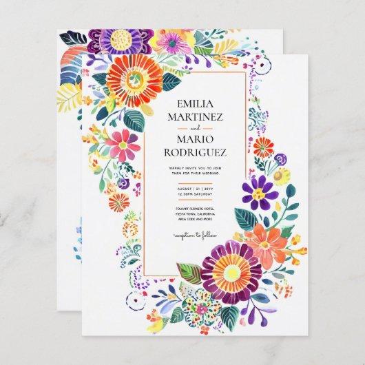 Papier FIESTA MARIAGE - Fleurs Folkart Moderne (Devant / Derrière)