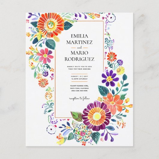 Papier FIESTA MARIAGE - Fleurs Folkart Moderne (Devant)