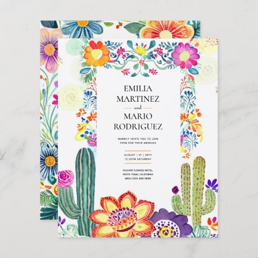 Papier FIESTA MARIAGE - Fleurs Folkart Moderne (Devant / Derrière)