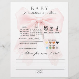 Papier Fille au Nœud Rose Jeux de Baby Shower Modernes